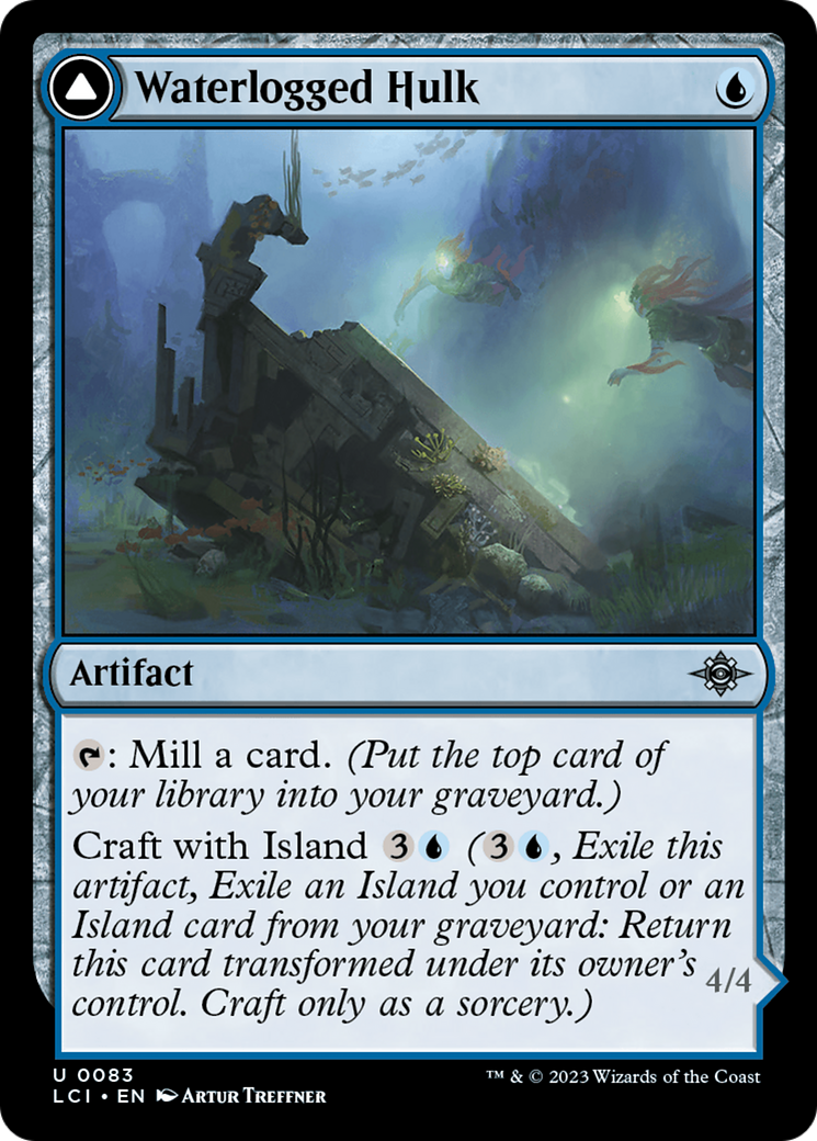 Waterlogged Hulk // Watertight Gondola - Uncommon Artifact — Vehicle card from The Lost Caverns of Ixalan