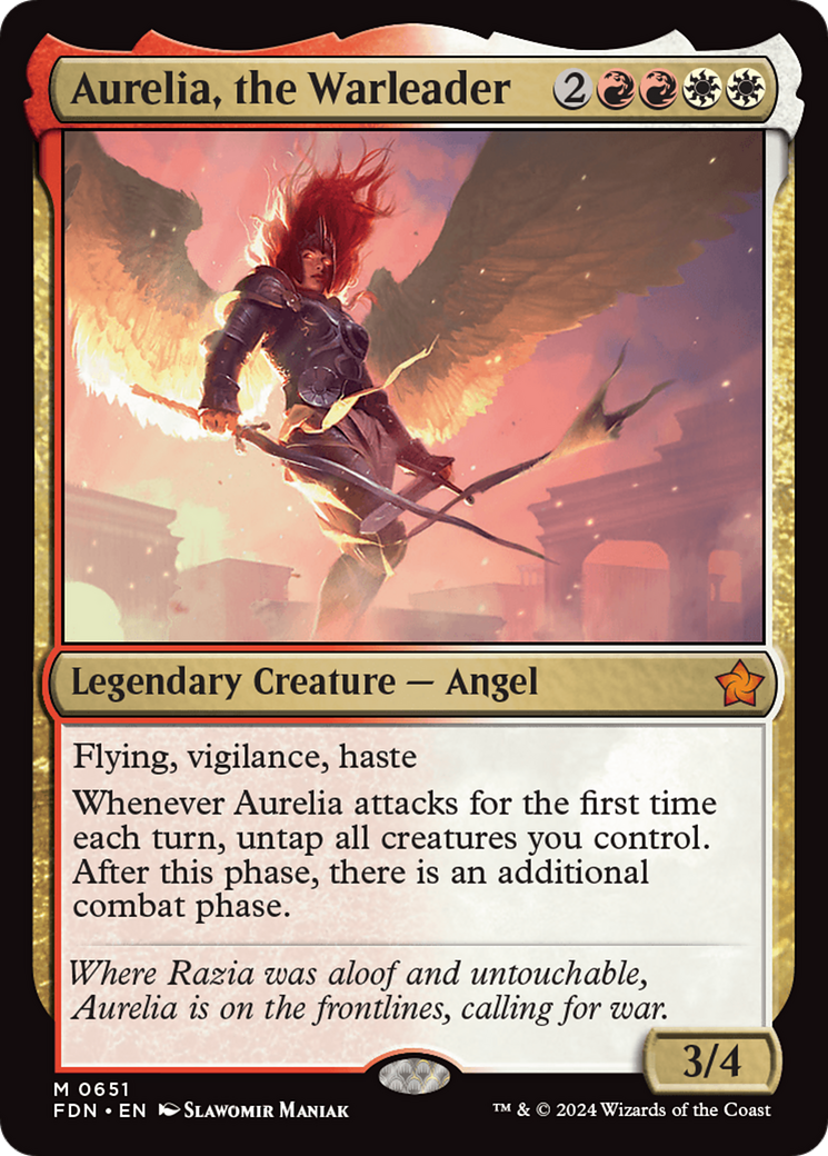 Aurelia, the Warleader - Mythic Legendary Creature — Angel card from Foundations