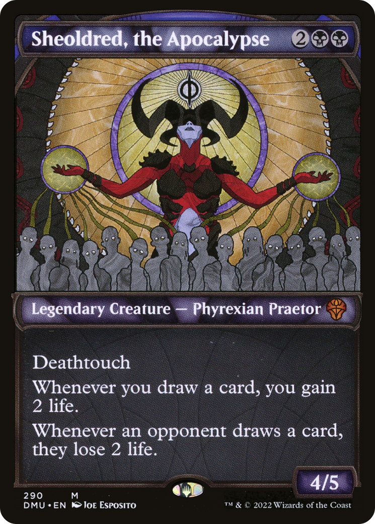 Sheoldred, the Apocalypse - Mythic Legendary Creature — Phyrexian Praetor card from Dominaria United
