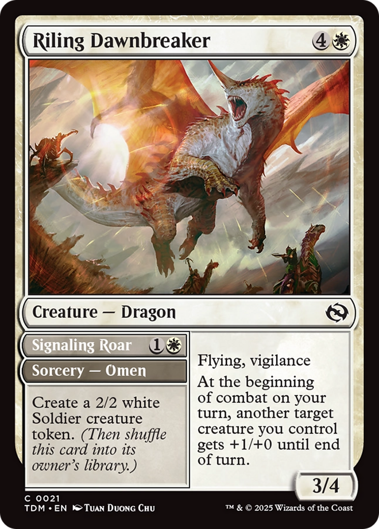 Riling Dawnbreaker // Signaling Roar - Common Creature — Dragon card from Tarkir: Dragonstorm
