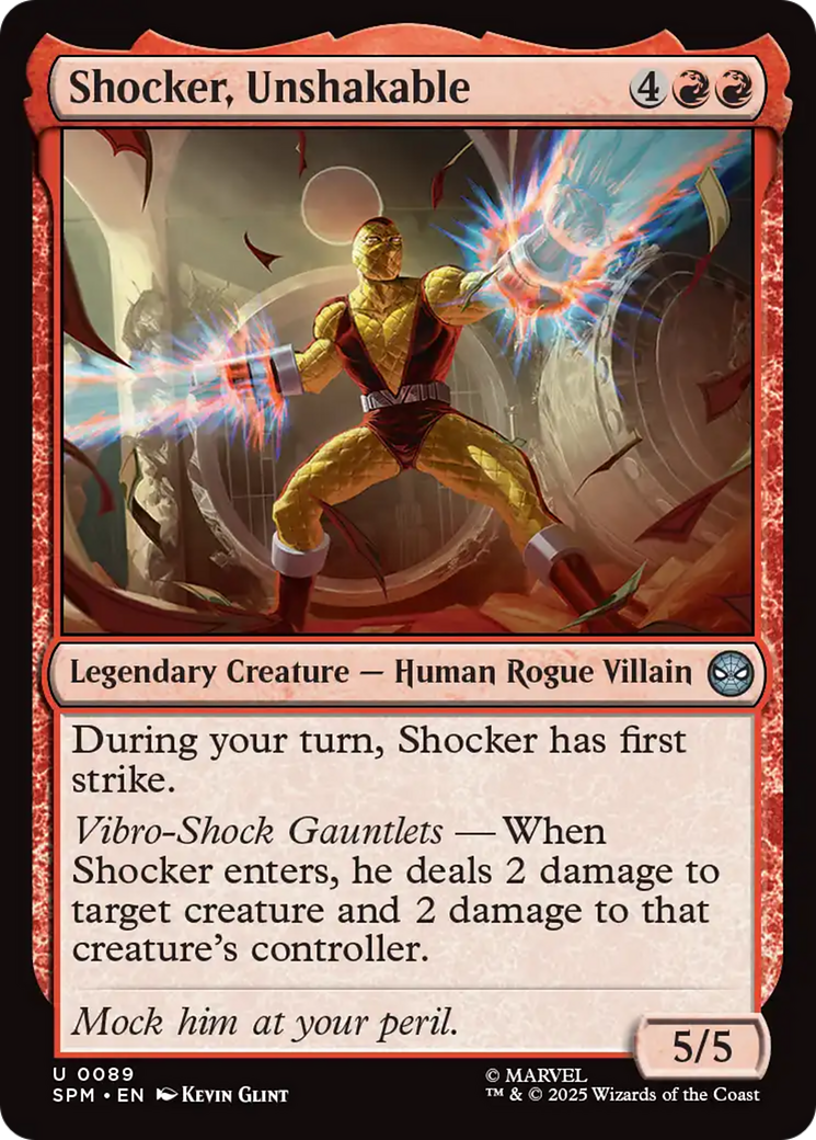 Shocker, Unshakable - Uncommon Legendary Creature — Human Rogue Villain card from Marvel's Spider-Man
