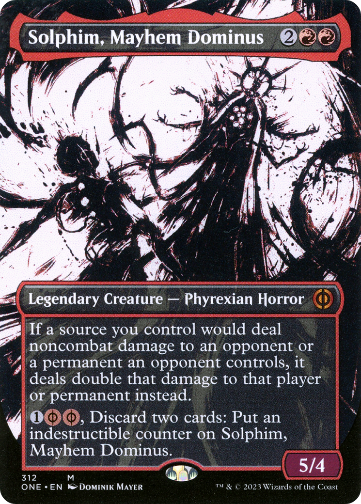 Solphim, Mayhem Dominus - Mythic Legendary Creature — Phyrexian Horror card from Phyrexia: All Will Be One