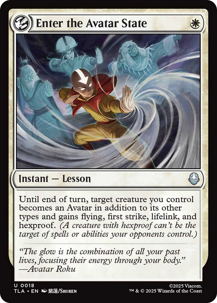 Enter the Avatar State - Uncommon Instant — Lesson card from Avatar: The Last Airbender