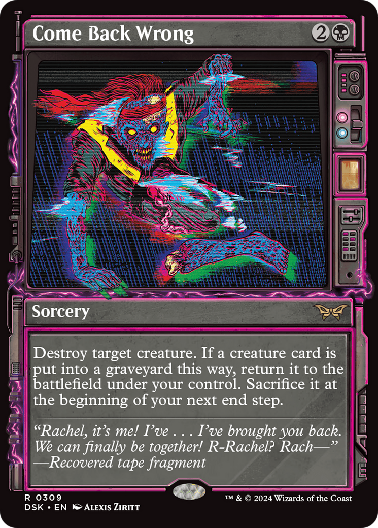 Come Back Wrong - Rare Sorcery card from Duskmourn: House of Horror