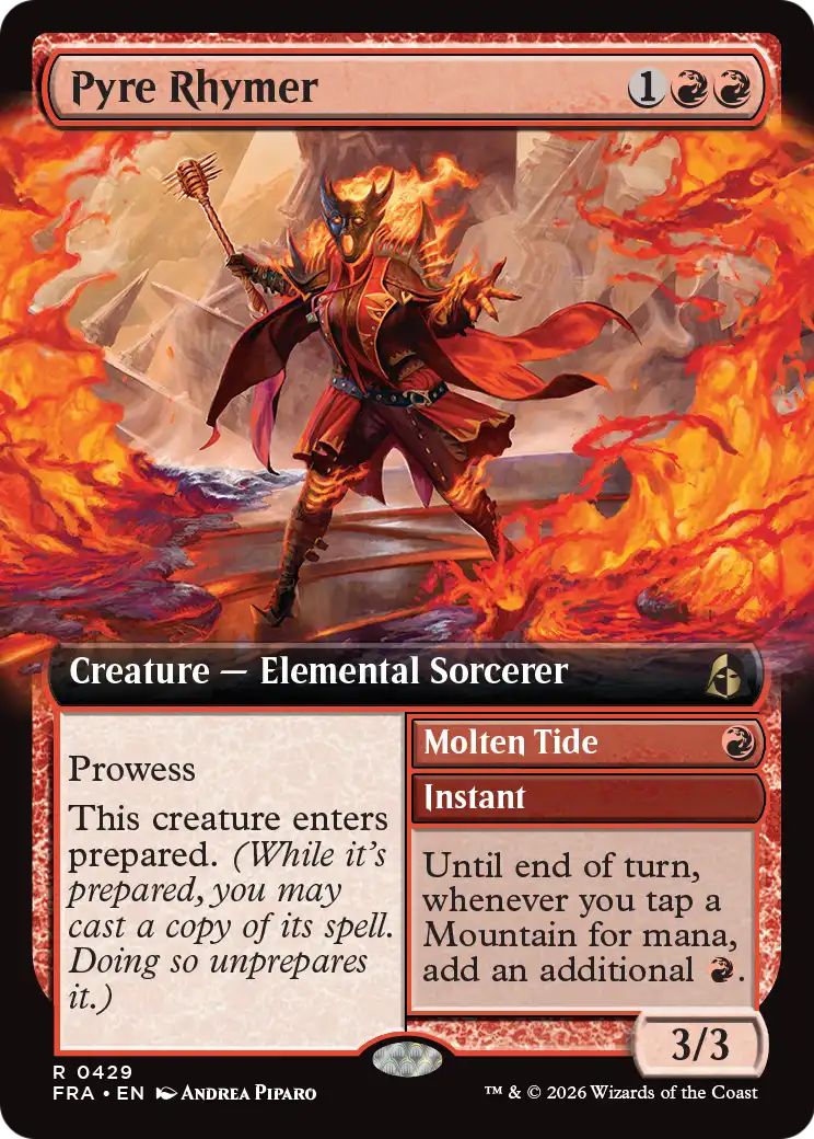 Pyre Rhymer // Molten Tide - Rare Creature — Elemental Sorcerer card from Reality Fracture