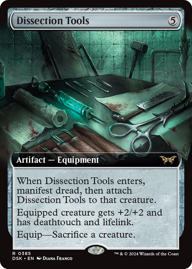 Dissection Tools - Rare Artifact — Equipment card from Duskmourn: House of Horror