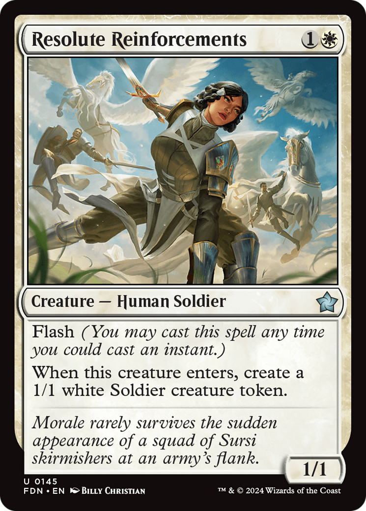 Resolute Reinforcements - Uncommon Creature — Human Soldier card from Foundations