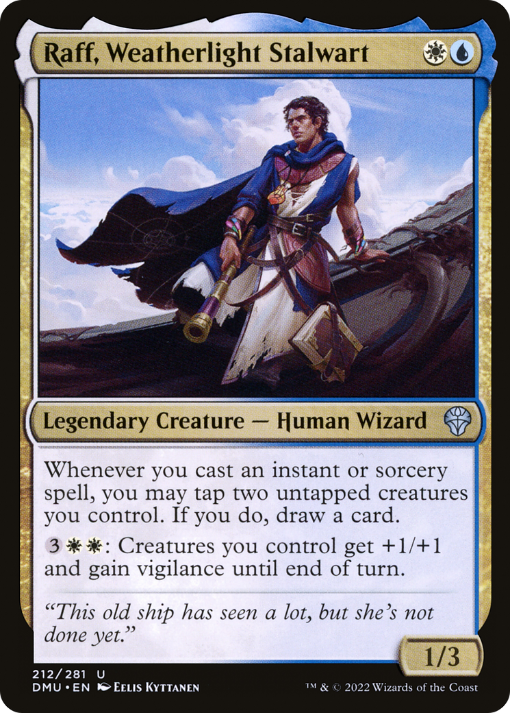 Raff, Weatherlight Stalwart - Uncommon Legendary Creature — Human Wizard card from Dominaria United