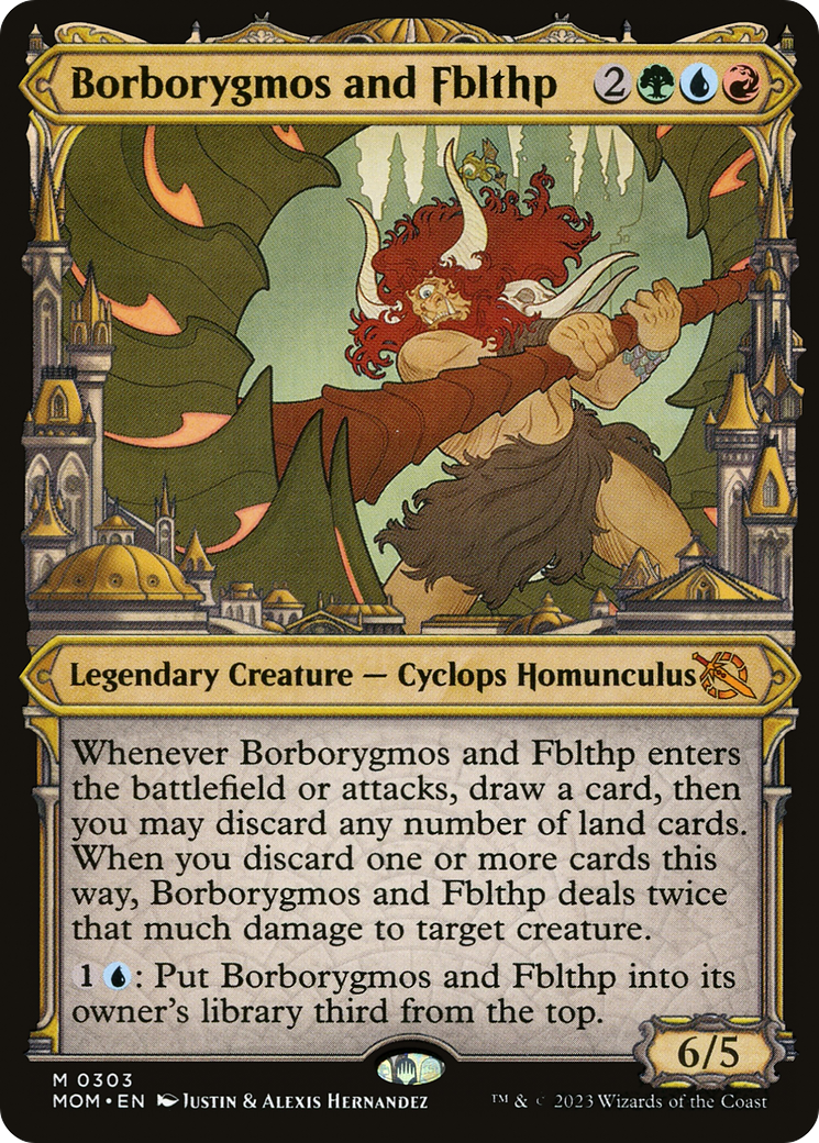 Borborygmos and Fblthp - Mythic Legendary Creature — Cyclops Homunculus card from March of the Machine