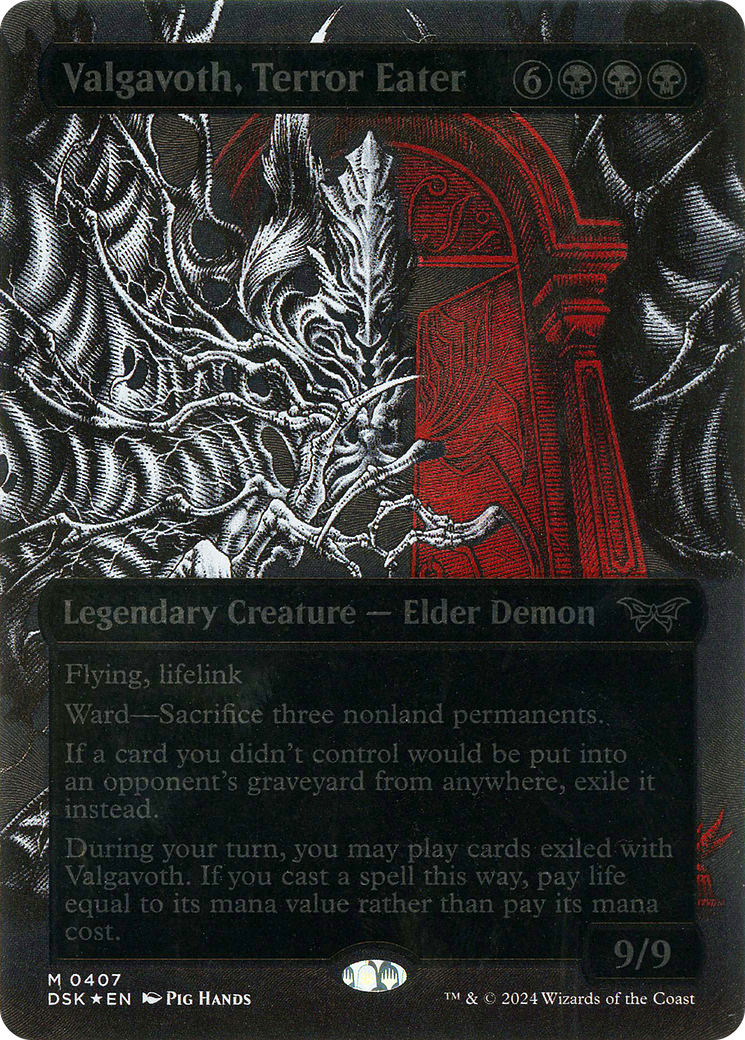 Valgavoth, Terror Eater - Mythic Legendary Creature — Elder Demon card from Duskmourn: House of Horror