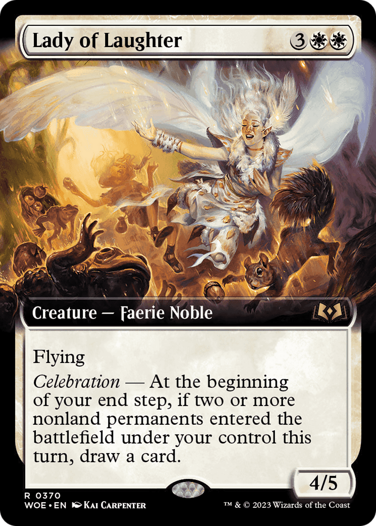 Lady of Laughter - Rare Creature — Faerie Noble card from Wilds of Eldraine