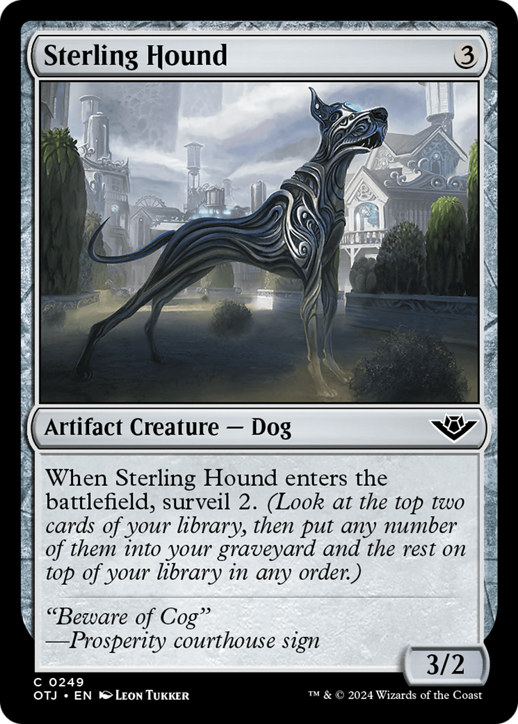 Sterling Hound - Common Artifact Creature — Dog card from Outlaws of Thunder Junction