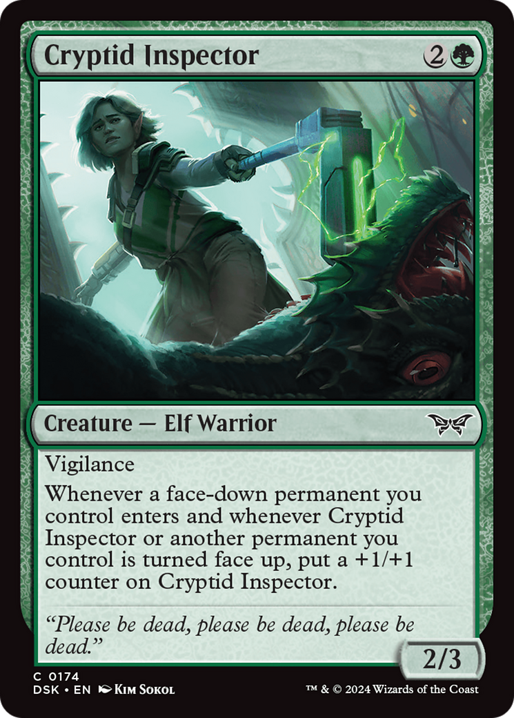 Cryptid Inspector - Common Creature — Elf Warrior card from Duskmourn: House of Horror
