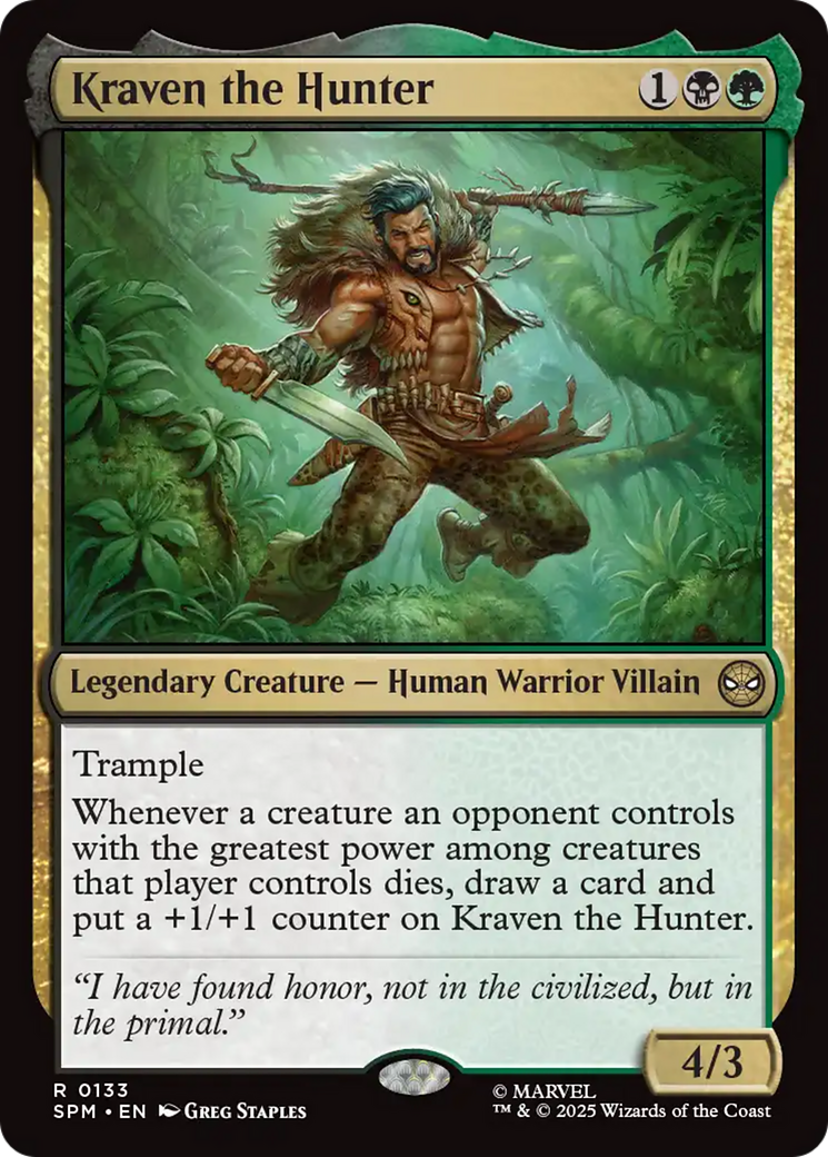 Kraven the Hunter - Rare Legendary Creature — Human Warrior Villain card from Marvel's Spider-Man