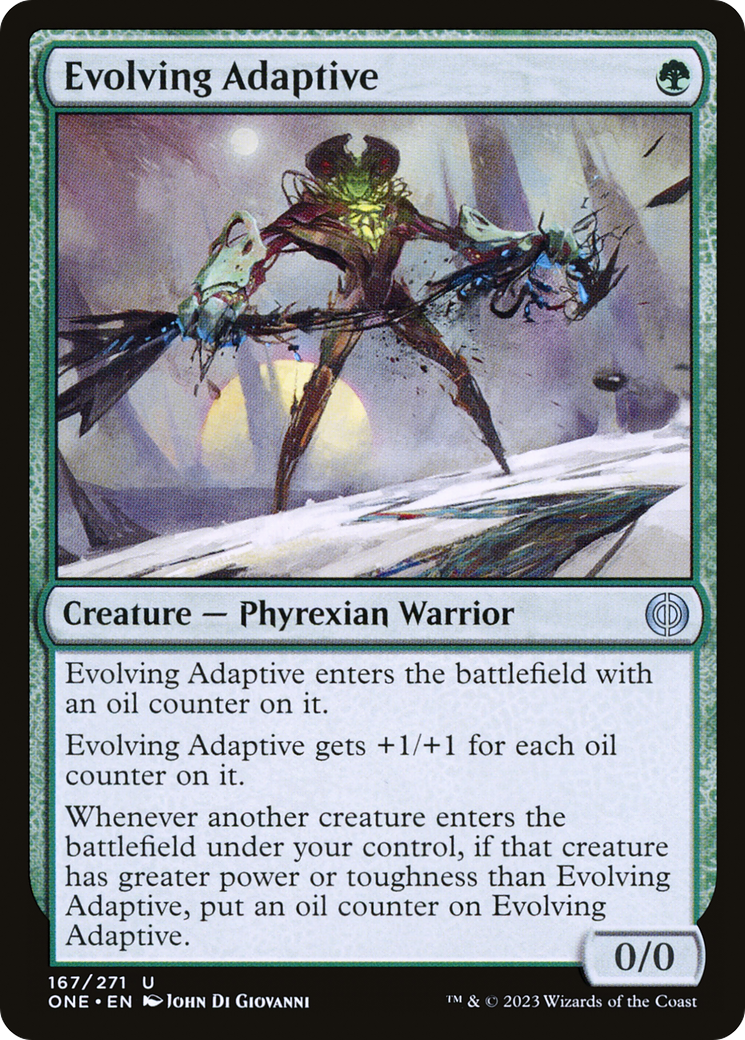 Evolving Adaptive - Uncommon Creature — Phyrexian Warrior card from Phyrexia: All Will Be One