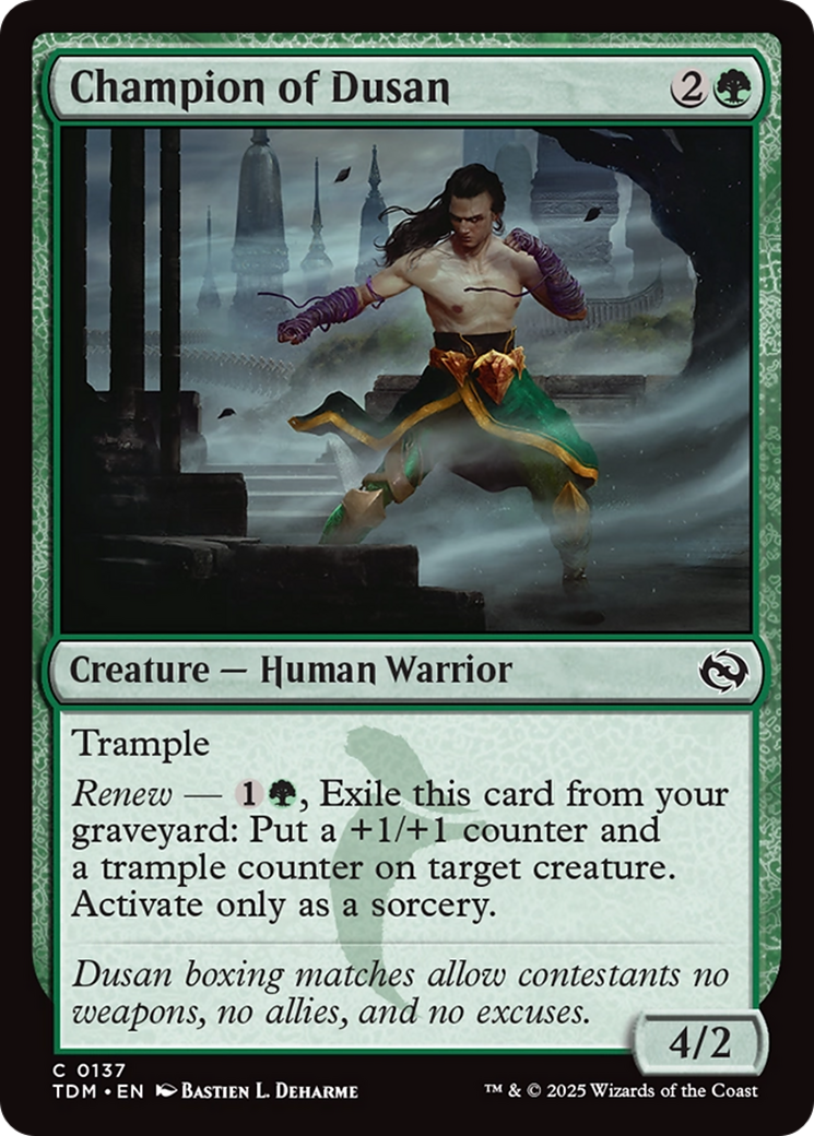 Champion of Dusan - Common Creature — Human Warrior card from Tarkir: Dragonstorm