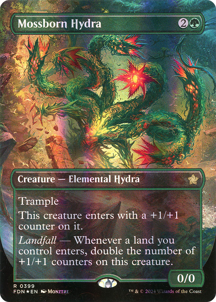 Mossborn Hydra - Rare Creature — Elemental Hydra card from Foundations