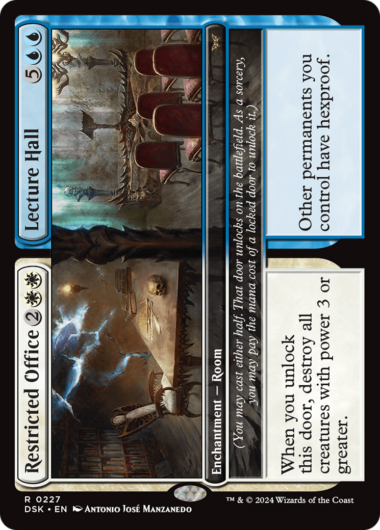 Restricted Office // Lecture Hall - Rare Enchantment — Room card from Duskmourn: House of Horror