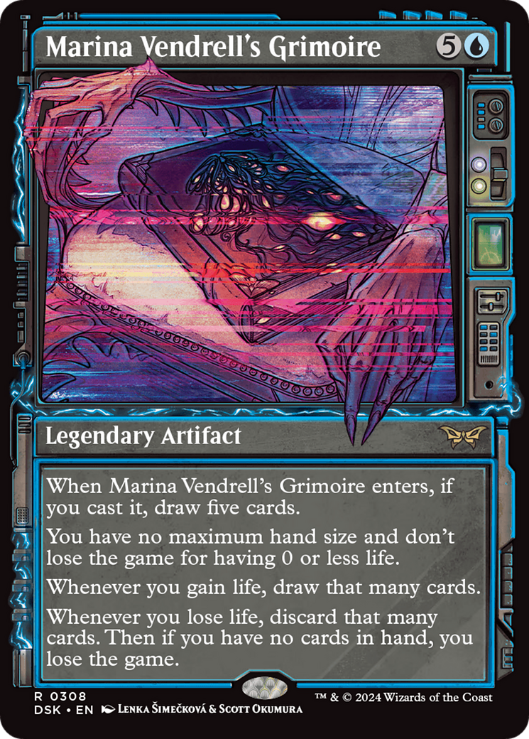 Marina Vendrell's Grimoire - Rare Legendary Artifact card from Duskmourn: House of Horror