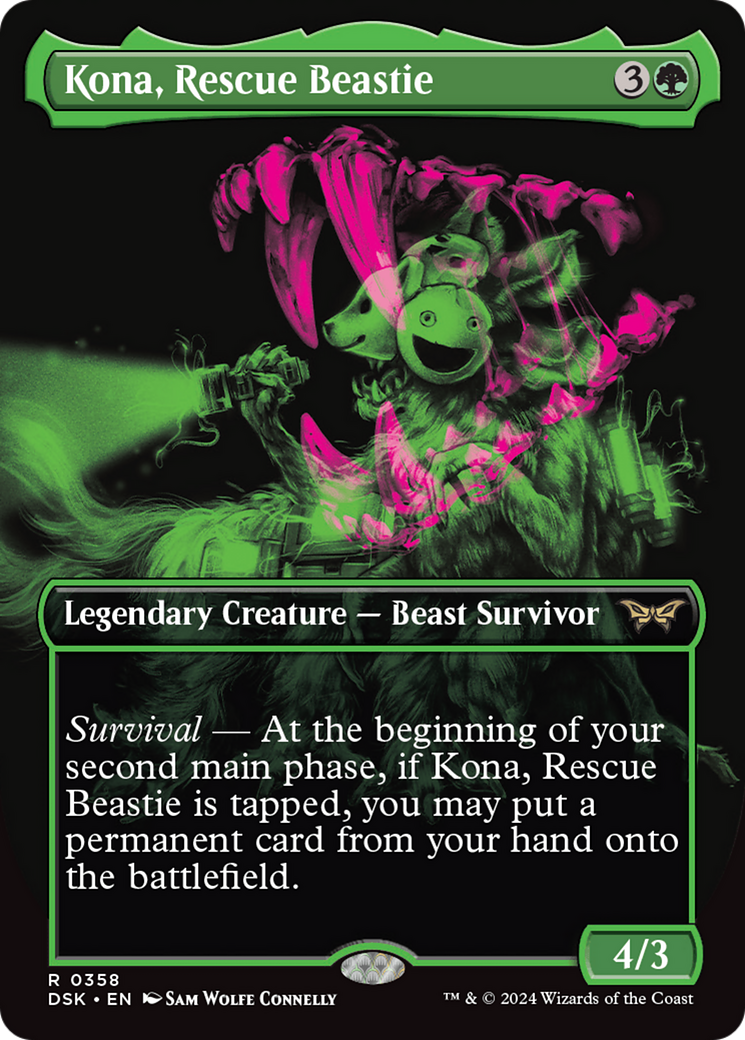 Kona, Rescue Beastie - Rare Legendary Creature — Beast Survivor card from Duskmourn: House of Horror