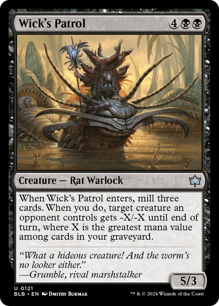 Wick's Patrol - Uncommon Creature — Rat Warlock card from Bloomburrow