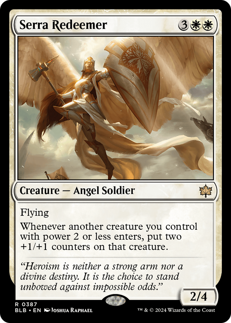 Serra Redeemer - Rare Creature — Angel Soldier card from Bloomburrow