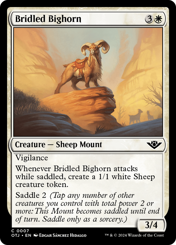 Bridled Bighorn - Common Creature — Sheep Mount card from Outlaws of Thunder Junction