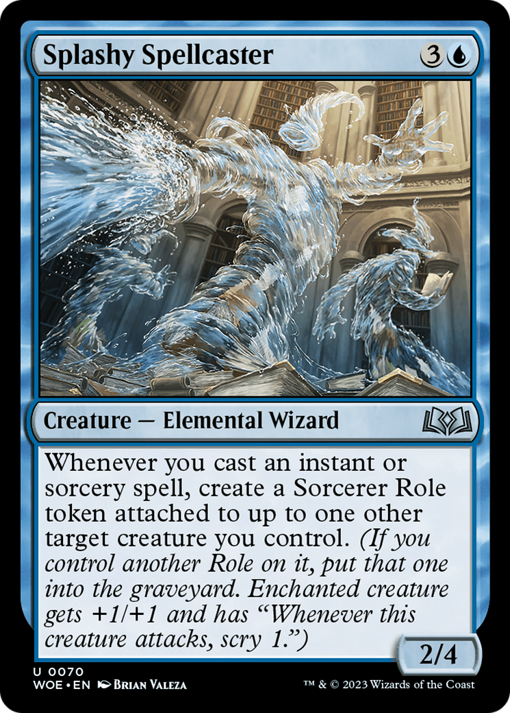 Splashy Spellcaster - Uncommon Creature — Elemental Wizard card from Wilds of Eldraine