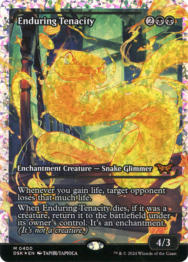 Enduring Tenacity - Mythic Enchantment Creature — Snake Glimmer card from Duskmourn: House of Horror
