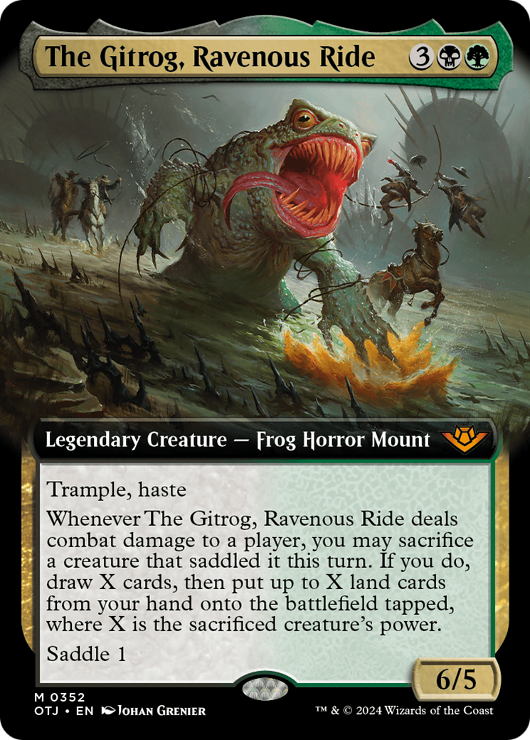 The Gitrog, Ravenous Ride - Mythic Legendary Creature — Frog Horror Mount card from Outlaws of Thunder Junction