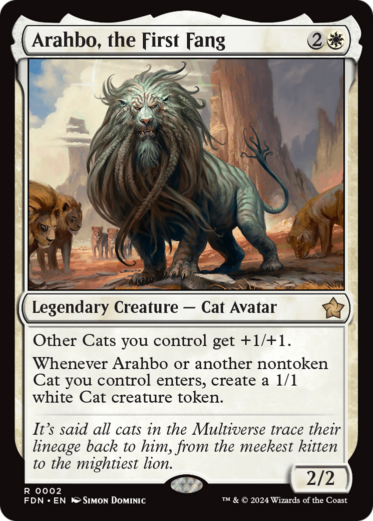 Arahbo, the First Fang - Rare Legendary Creature — Cat Avatar card from Foundations