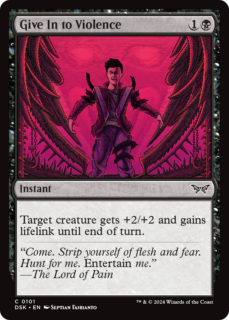 Give In to Violence - Common Instant card from Duskmourn: House of Horror