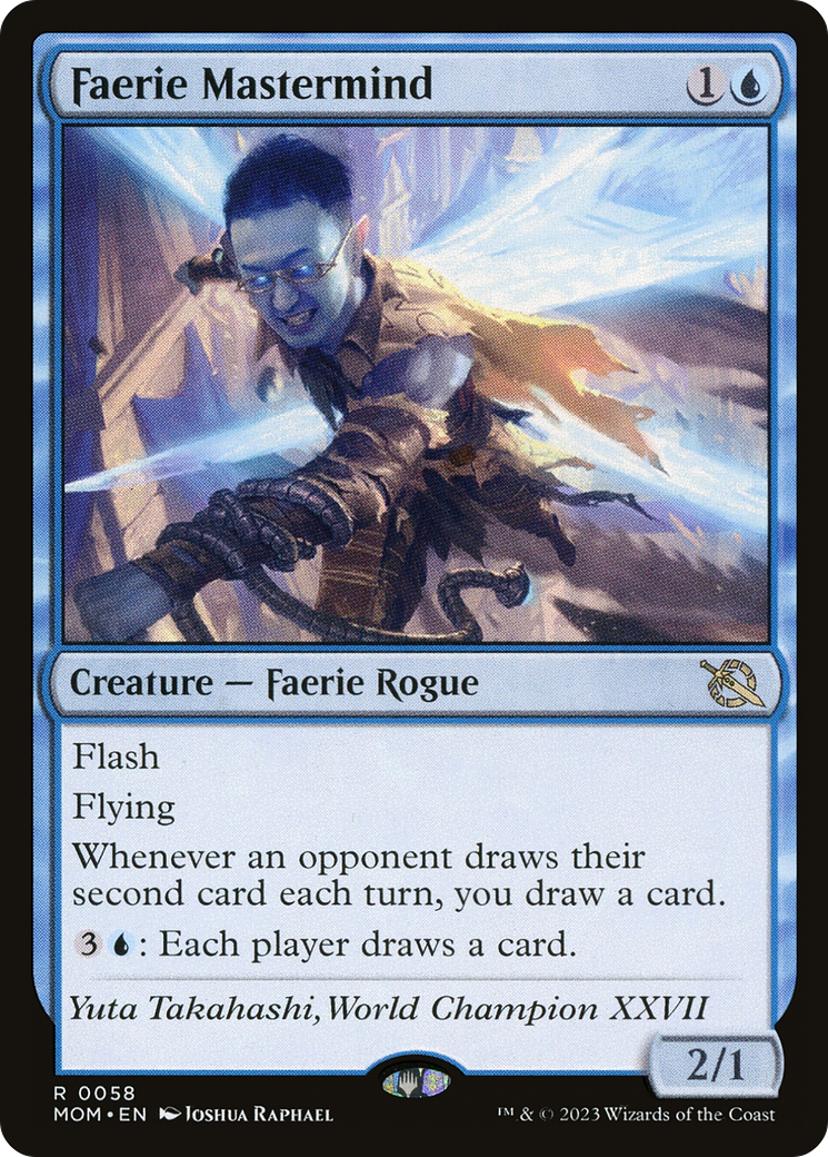 Faerie Mastermind - Rare Creature — Faerie Rogue card from March of the Machine