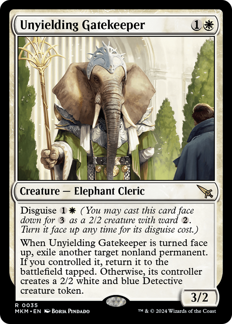 Unyielding Gatekeeper - Rare Creature — Elephant Cleric card from Murders at Karlov Manor