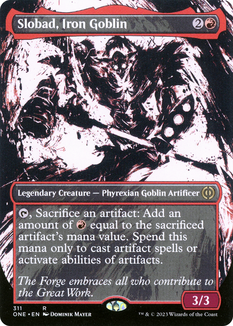 Slobad, Iron Goblin - Rare Legendary Creature — Phyrexian Goblin Artificer card from Phyrexia: All Will Be One