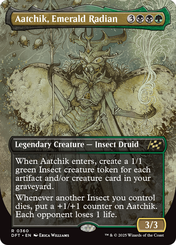 Aatchik, Emerald Radian - Rare Legendary Creature — Insect Druid card from Aetherdrift