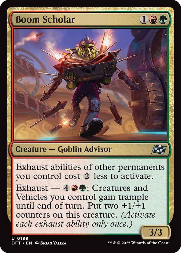 Boom Scholar - Uncommon Creature — Goblin Advisor card from Aetherdrift