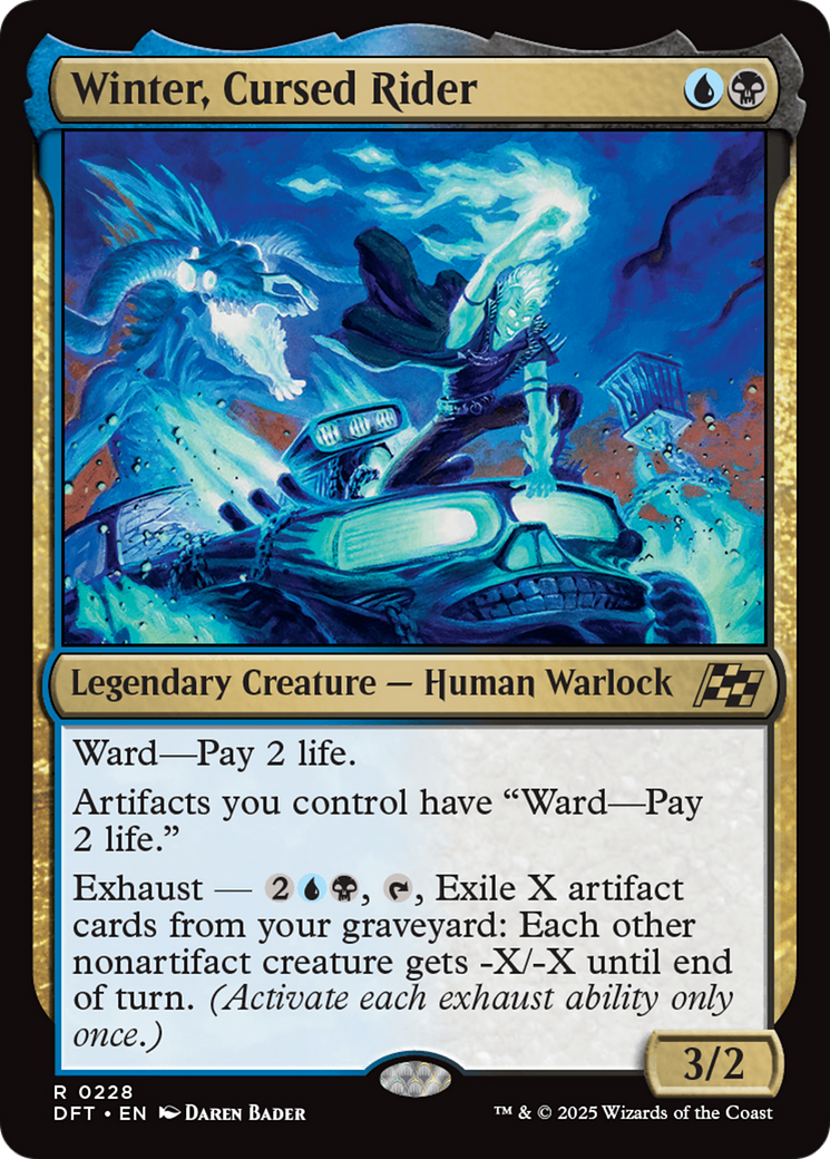 Winter, Cursed Rider - Rare Legendary Creature — Human Warlock card from Aetherdrift