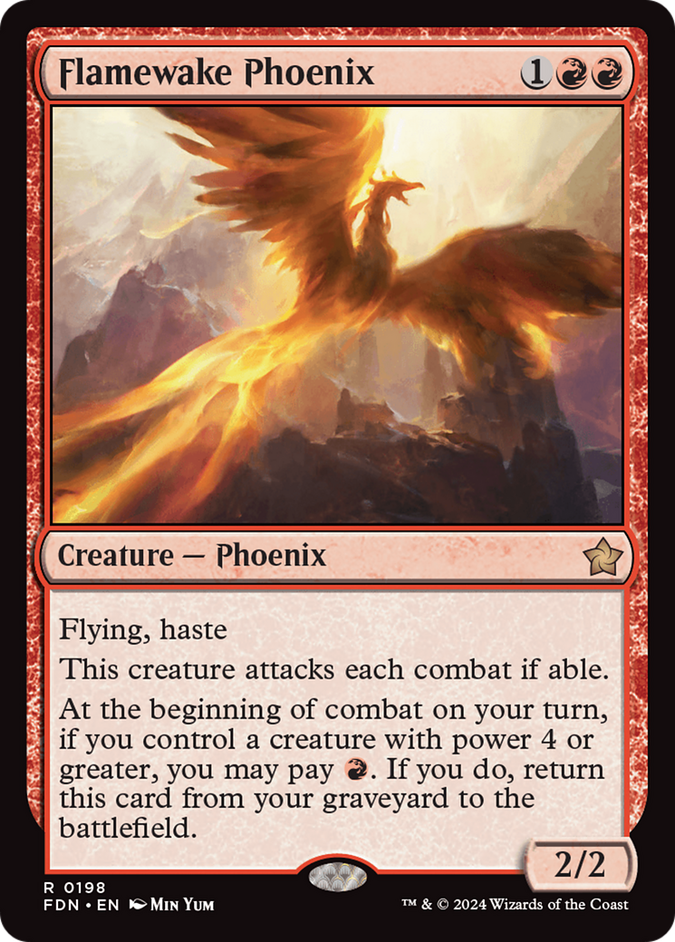 Flamewake Phoenix - Rare Creature — Phoenix card from Foundations