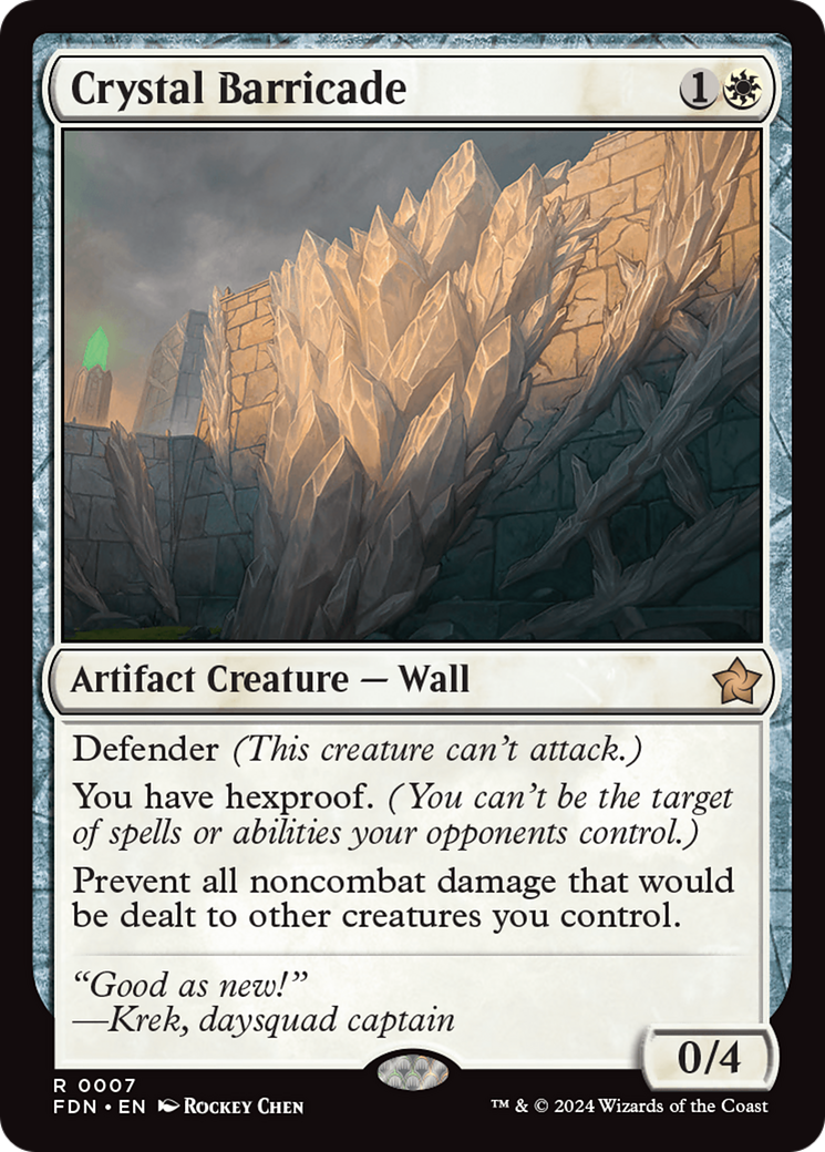 Crystal Barricade - Rare Artifact Creature — Wall card from Foundations