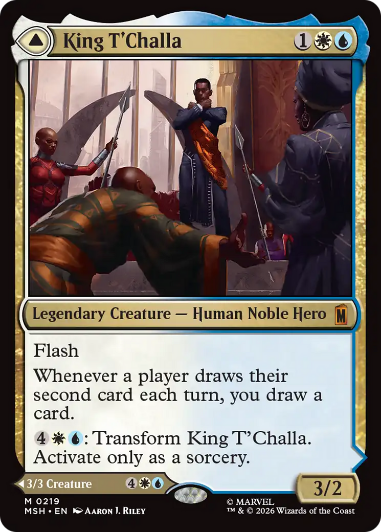 King T'Challa // Black Panther, Hope Enduring - Mythic Legendary Creature — Human Noble Hero card from Marvel Super Heroes
