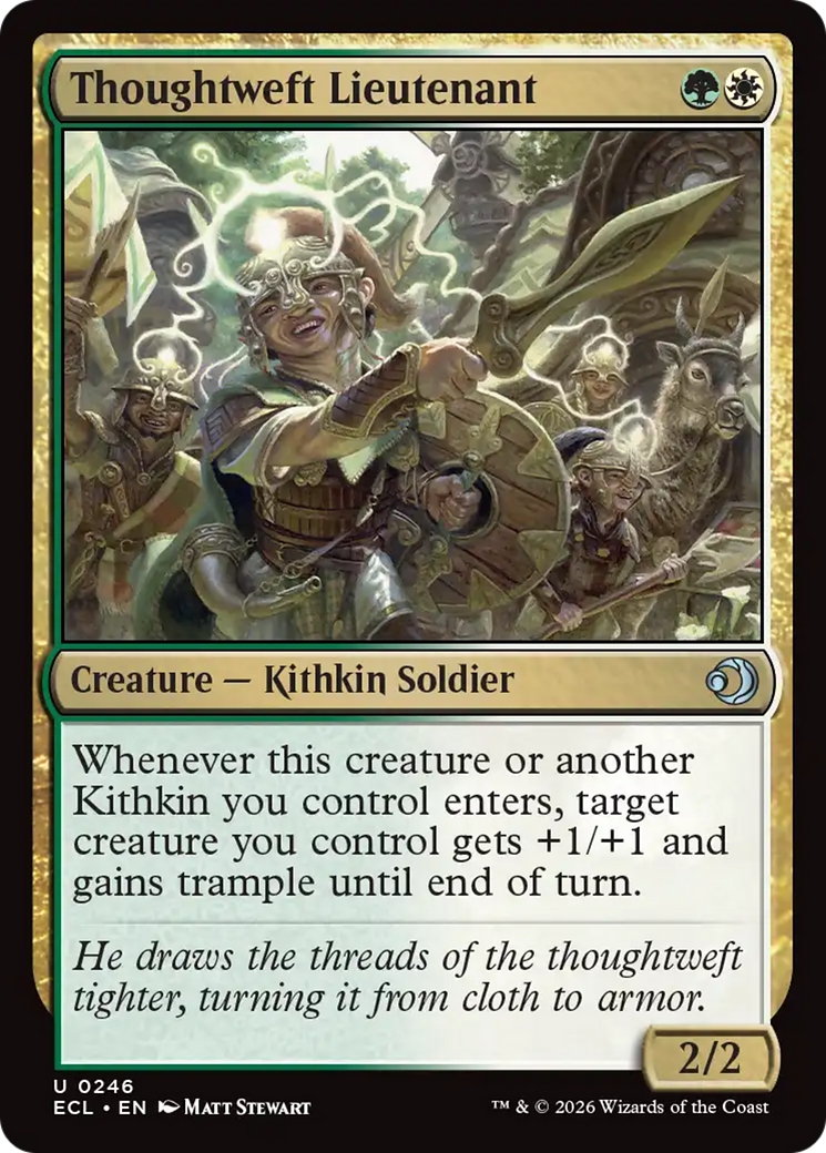 Thoughtweft Lieutenant - Uncommon Creature — Kithkin Soldier card from Lorwyn Eclipsed