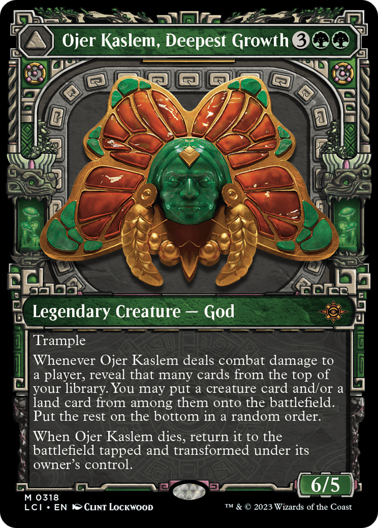 Ojer Kaslem, Deepest Growth // Temple of Cultivation - Mythic Legendary Creature — God card from The Lost Caverns of Ixalan