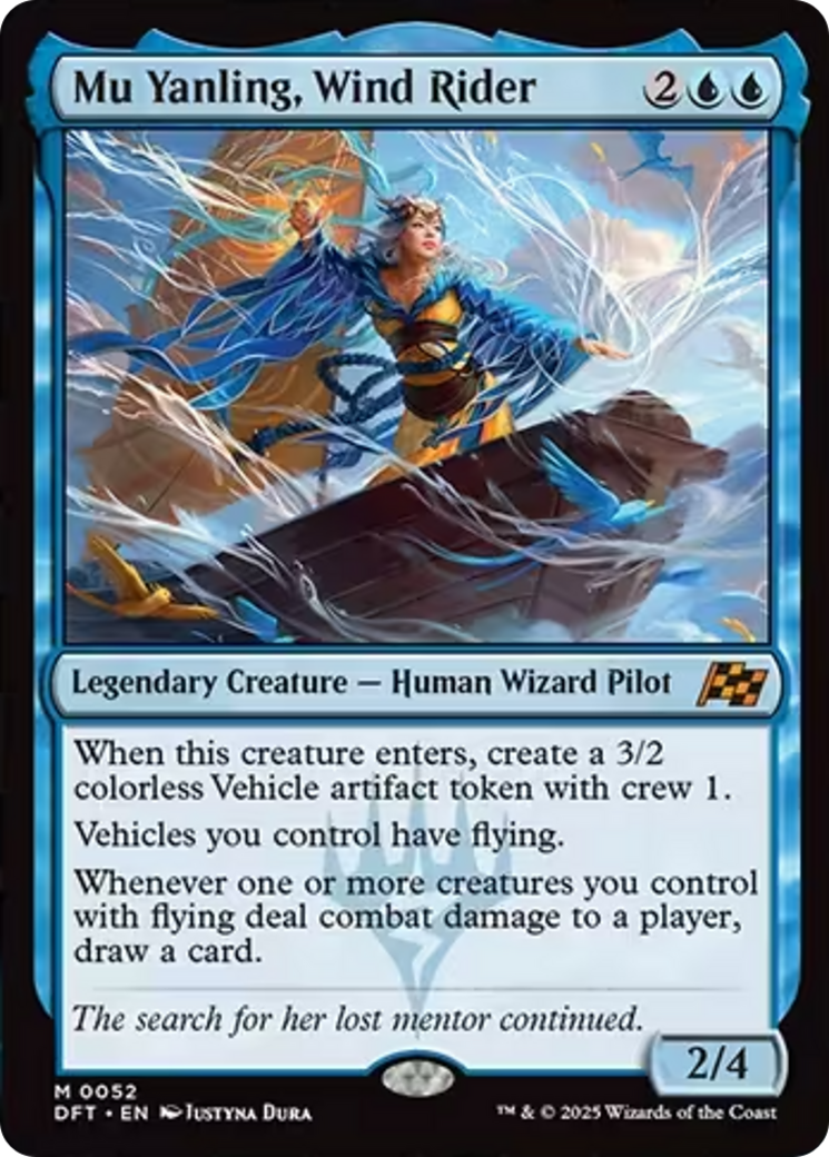 Mu Yanling, Wind Rider - Mythic Legendary Creature — Human Wizard Pilot card from Aetherdrift