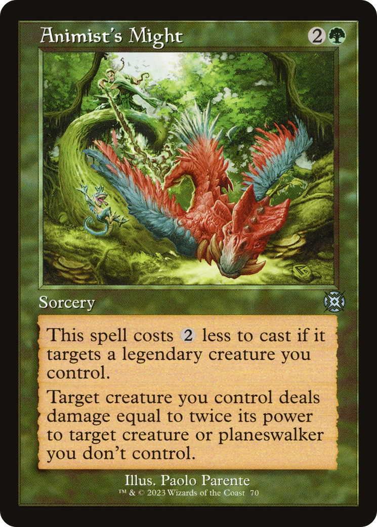 Animist's Might - Uncommon Sorcery card from March of the Machine: The Aftermath