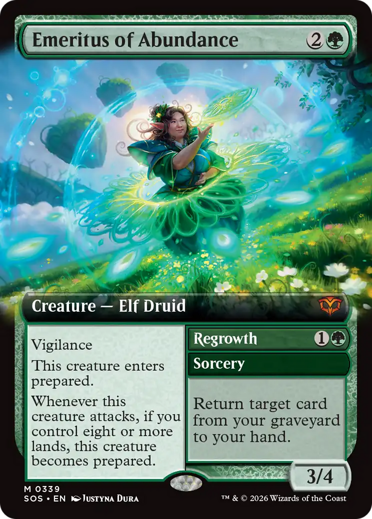 Emeritus of Abundance // Regrowth - Mythic Creature — Elf Druid card from Secrets of Strixhaven