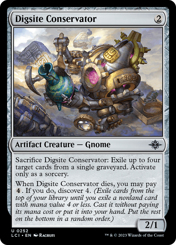 Digsite Conservator - Uncommon Artifact Creature — Gnome card from The Lost Caverns of Ixalan