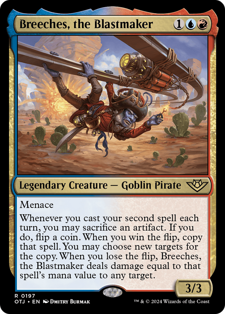 Breeches, the Blastmaker - Rare Legendary Creature — Goblin Pirate card from Outlaws of Thunder Junction