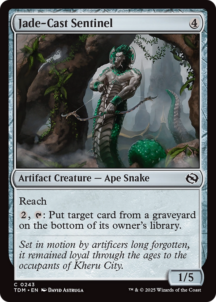 Jade-Cast Sentinel - Common Artifact Creature — Ape Snake card from Tarkir: Dragonstorm