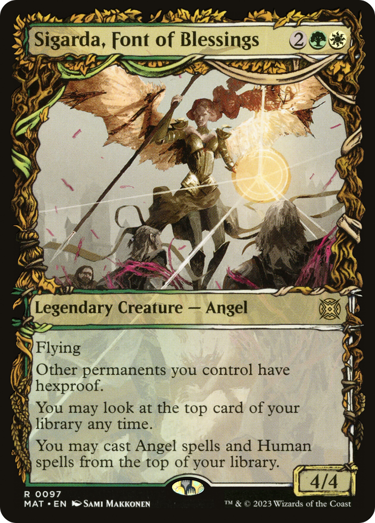 Sigarda, Font of Blessings - Rare Legendary Creature — Angel card from March of the Machine: The Aftermath